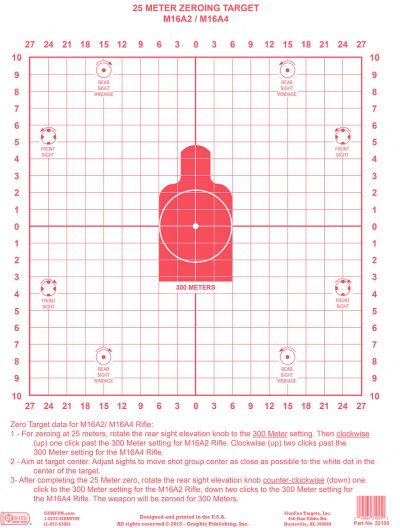 M16 A2 and A4 Zeroing Target Red (32110)